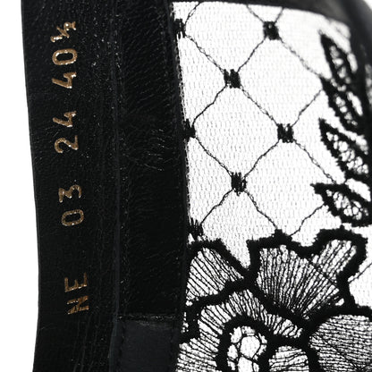 Christian Dior Suede Transparent Mesh Embroidered Roses Naughtily-D Heeled Lace Up Ankle Boots 40.5 Black 9 of 13