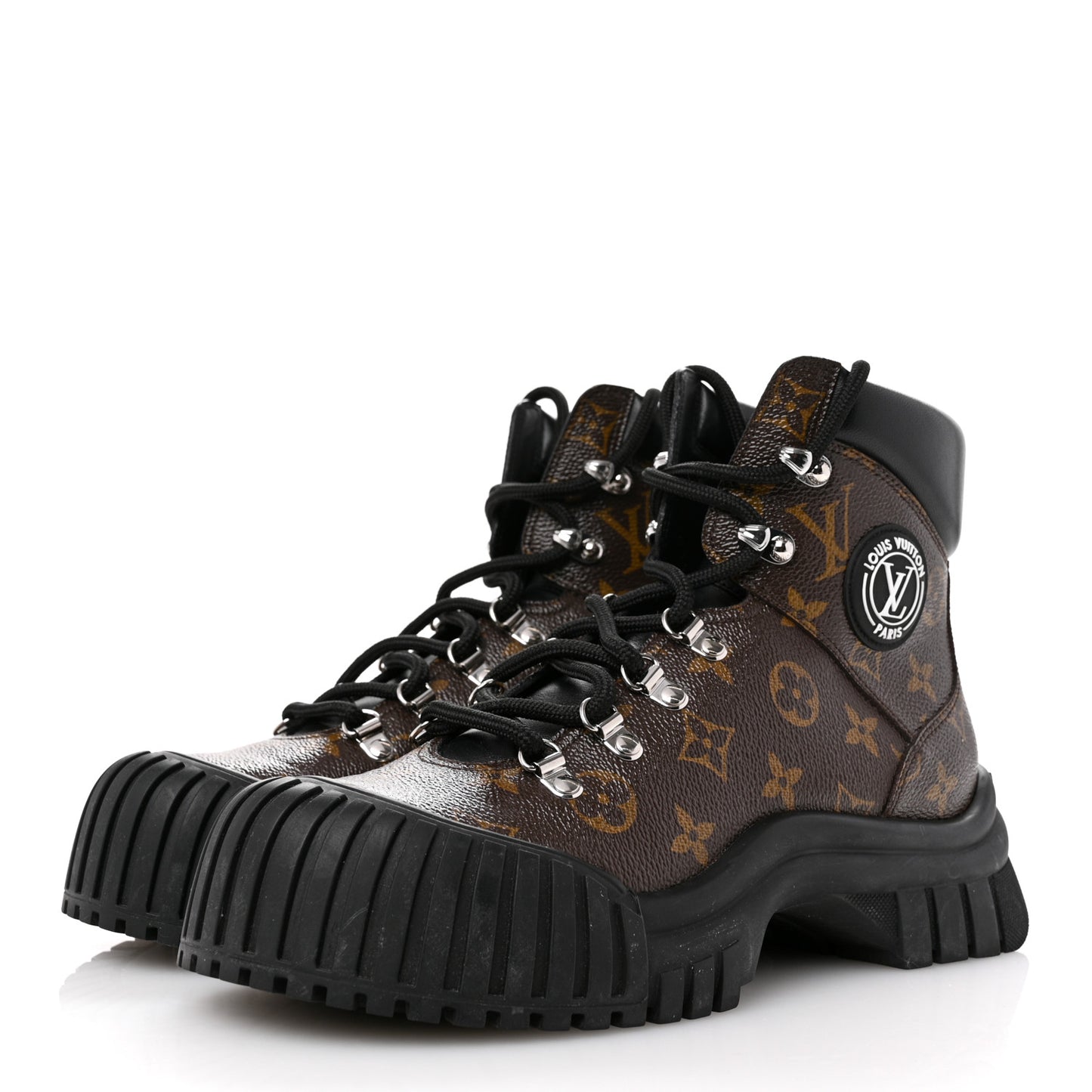 Calfskin Patent Monogram Ruby Flat Ranger Boots 39 Black