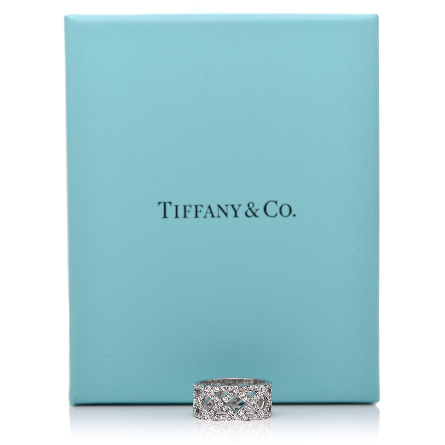 Tiffany Platinum Diamond Braided Diamond Wide Band Ring 49.5 5 4 of 4