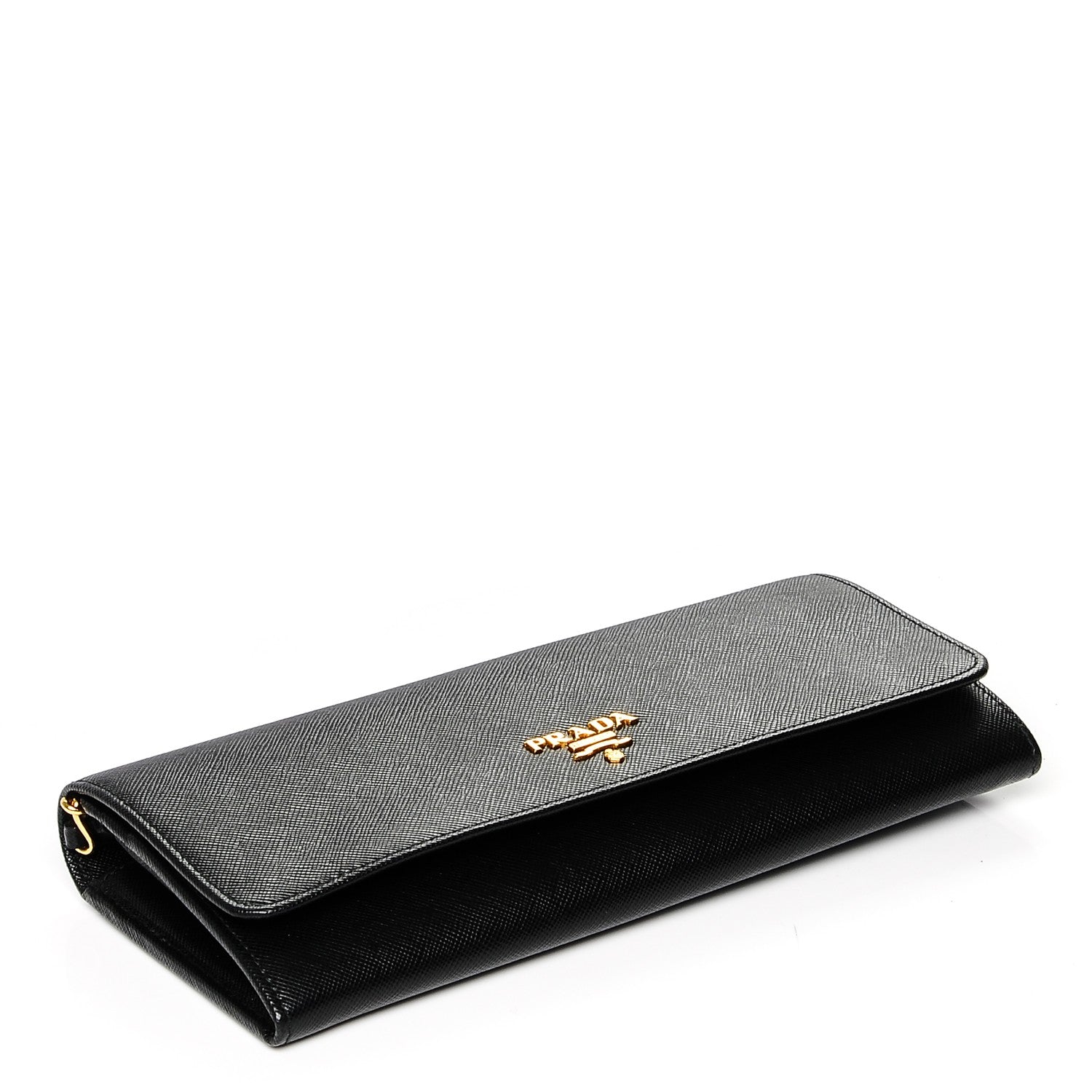 Prada Saffiano Metal Oro Chain Wallet Nero Black 4 of 6