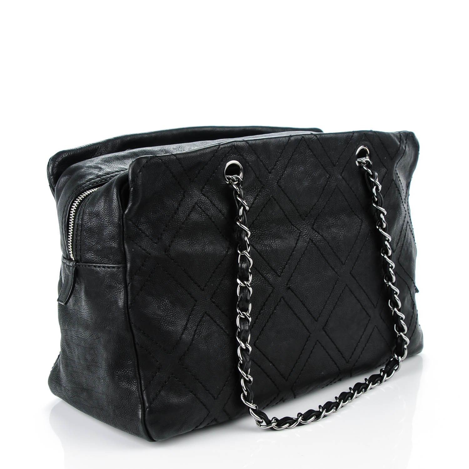 Chanel Calfskin Large Diamond Stitch Tote Black 3 of 7