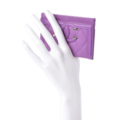 Chanel Caviar Quilted Filigree Card Holder Purple 2 of 8