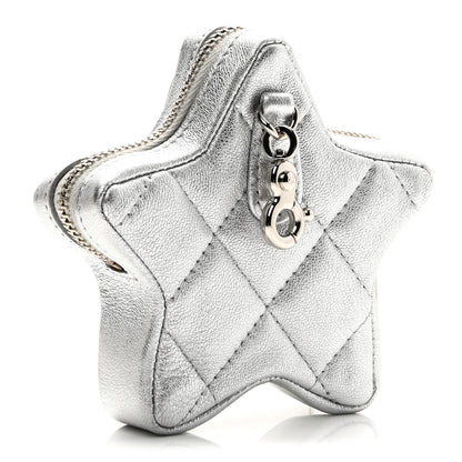 Chanel Metallic Lambskin Walk Of Fame Star Clip On Coin Purse Silver 3 of 9