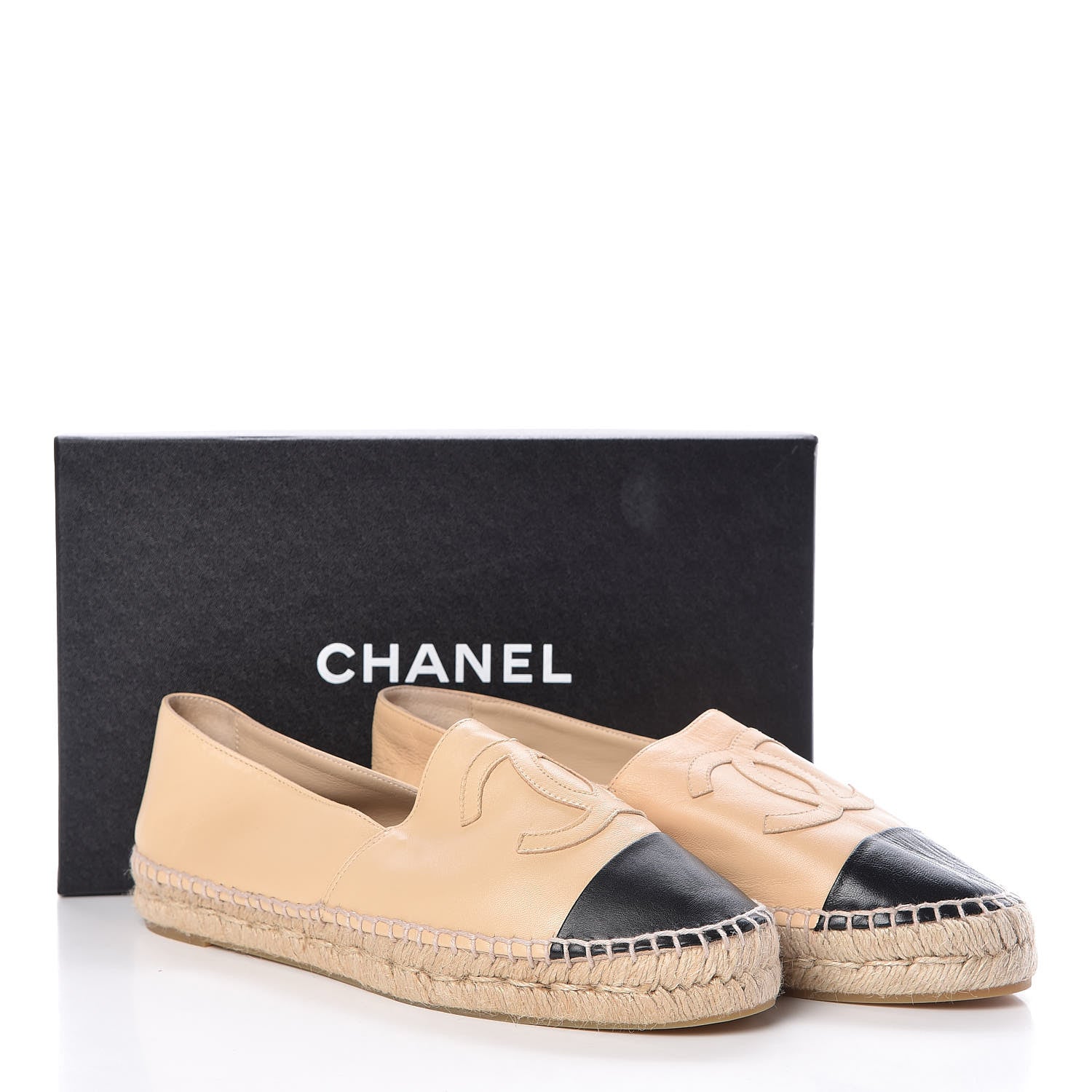 Chanel Lambskin CC Espadrilles 41 Beige Black 8 of 8