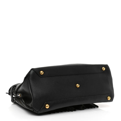 Burberry Grainy Calfskin Perforated Medium Broguing Tassel Banner Tote Black 4 of 9