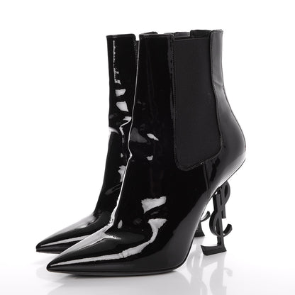 Saint Laurent Patent Opyum Booties 38 Black 3 of 12