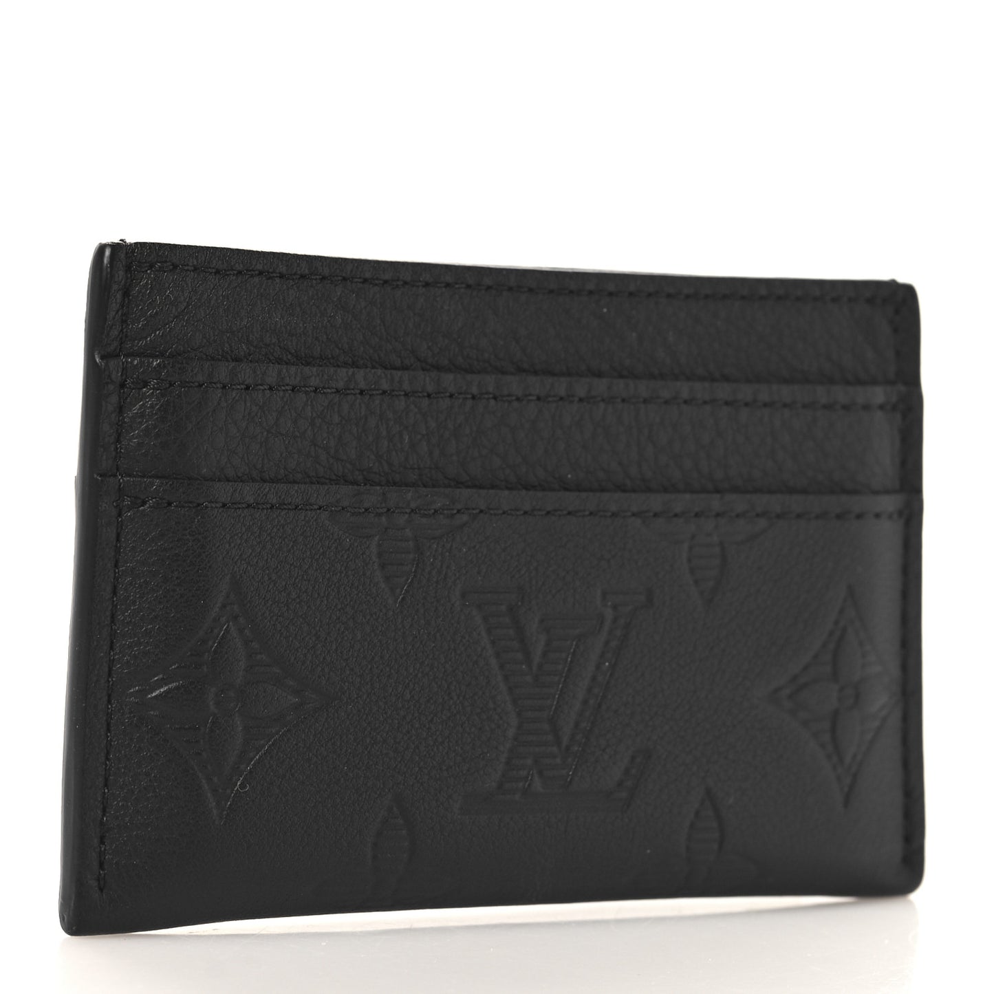 Calfskin Monogram Shadow Double Card Holder Black