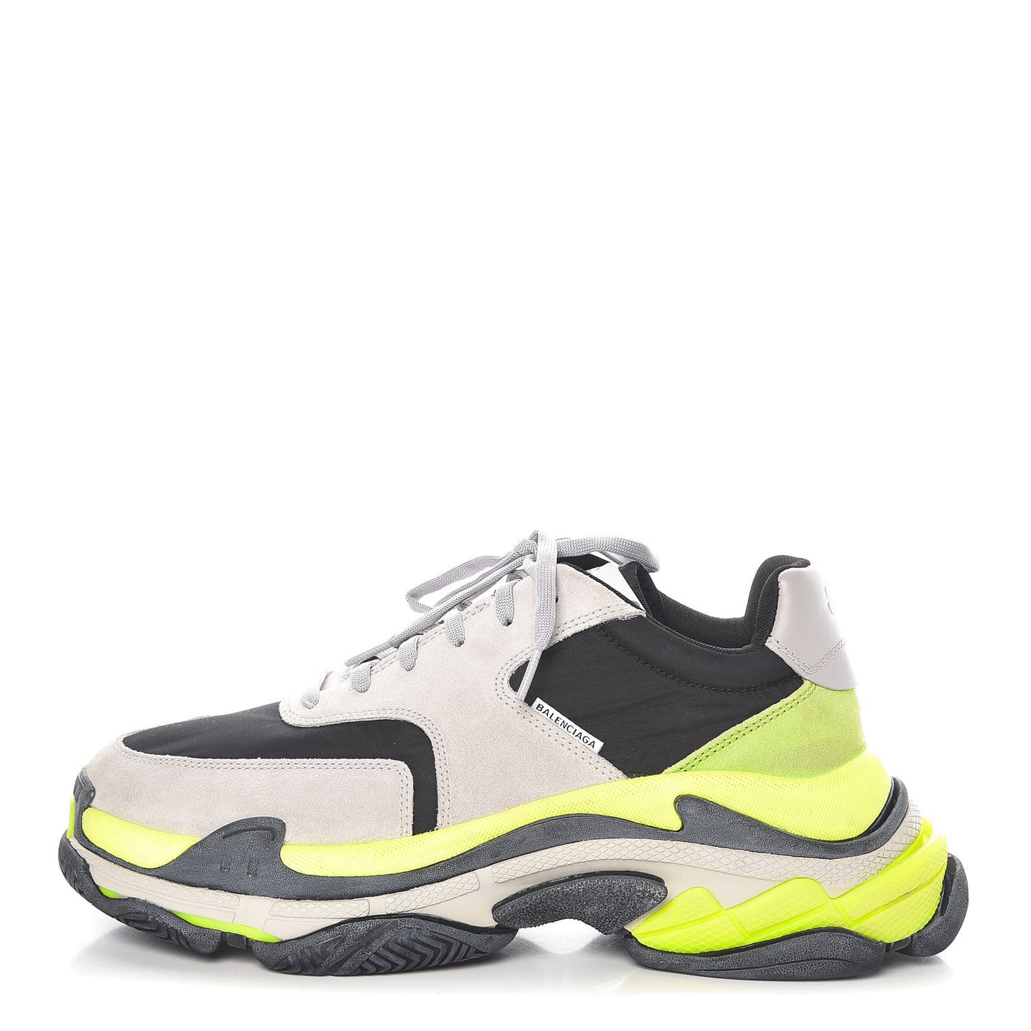 Nylon Suede Mens Triple S 2.0 Sneakers 43 Gris Black Jaune Fluo