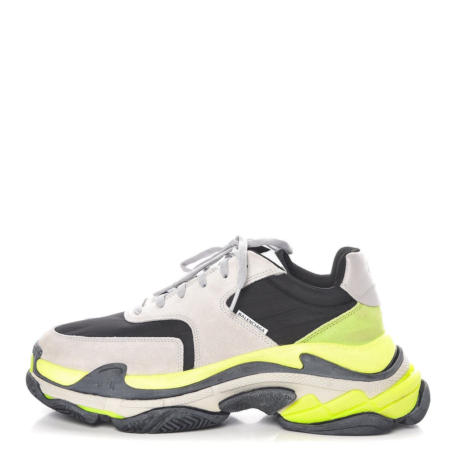Balenciaga Nylon Suede Mens Triple S 2.0 Sneakers 43 Gris Black Jaune Fluo 1 of 11
