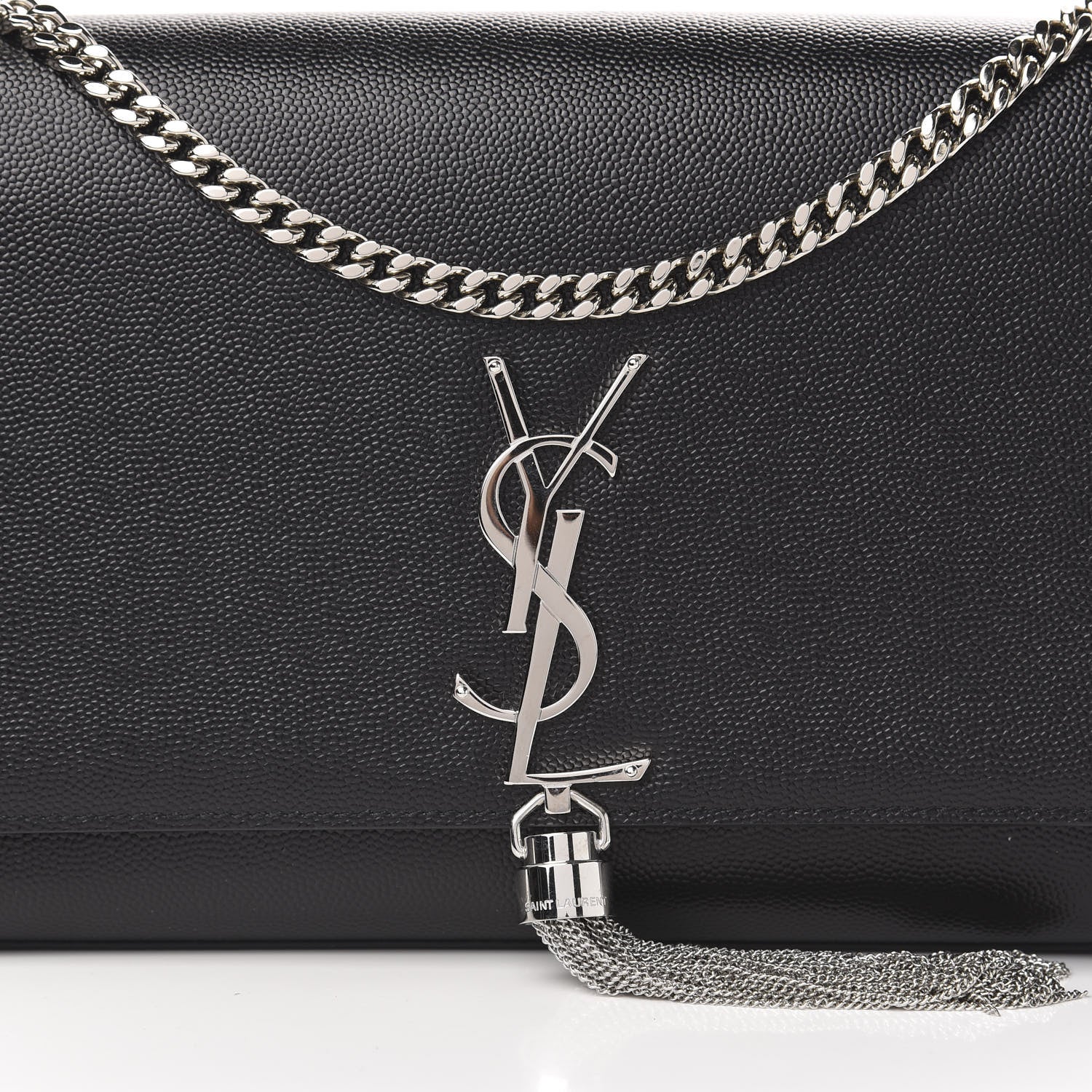Saint Laurent Grain De Poudre Medium Classic Monogram Kate Tassel Satchel Black 10 of 10
