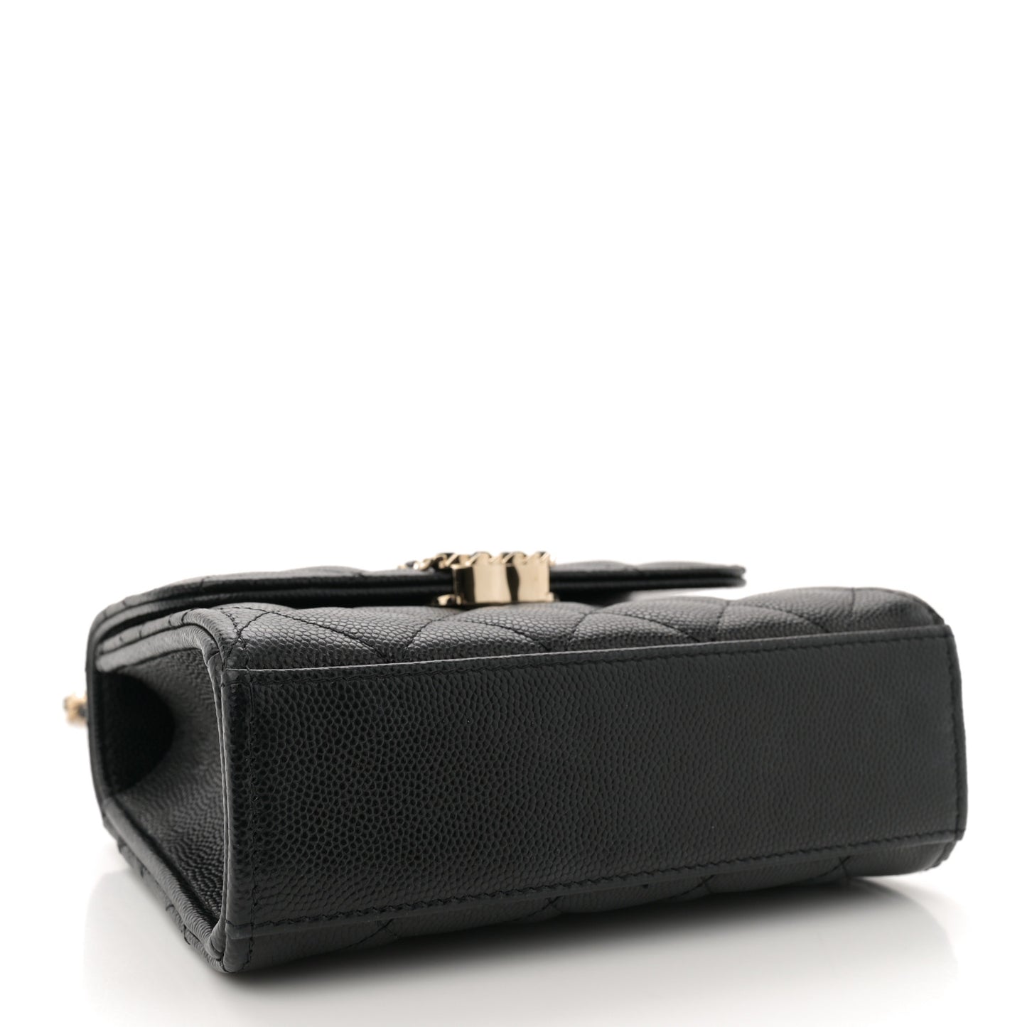 Caviar Quilted Double Chain Top Handle Flap With Chain Black