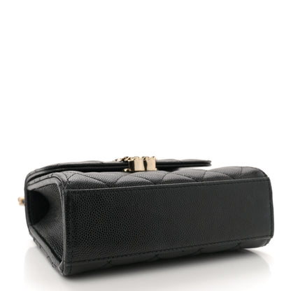 Chanel Caviar Quilted Double Chain Top Handle Flap With Chain Black 4 of 11