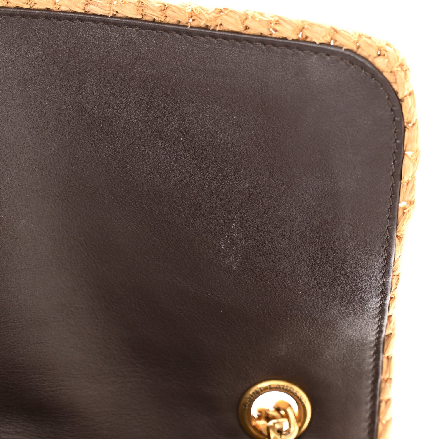 Saint Laurent Raffia Calfskin Monogram Medium Niki Chain Satchel Natural 12 of 14