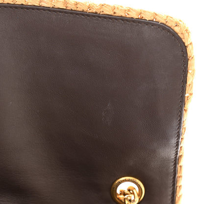 Saint Laurent Raffia Calfskin Monogram Medium Niki Chain Satchel Natural 12 of 14