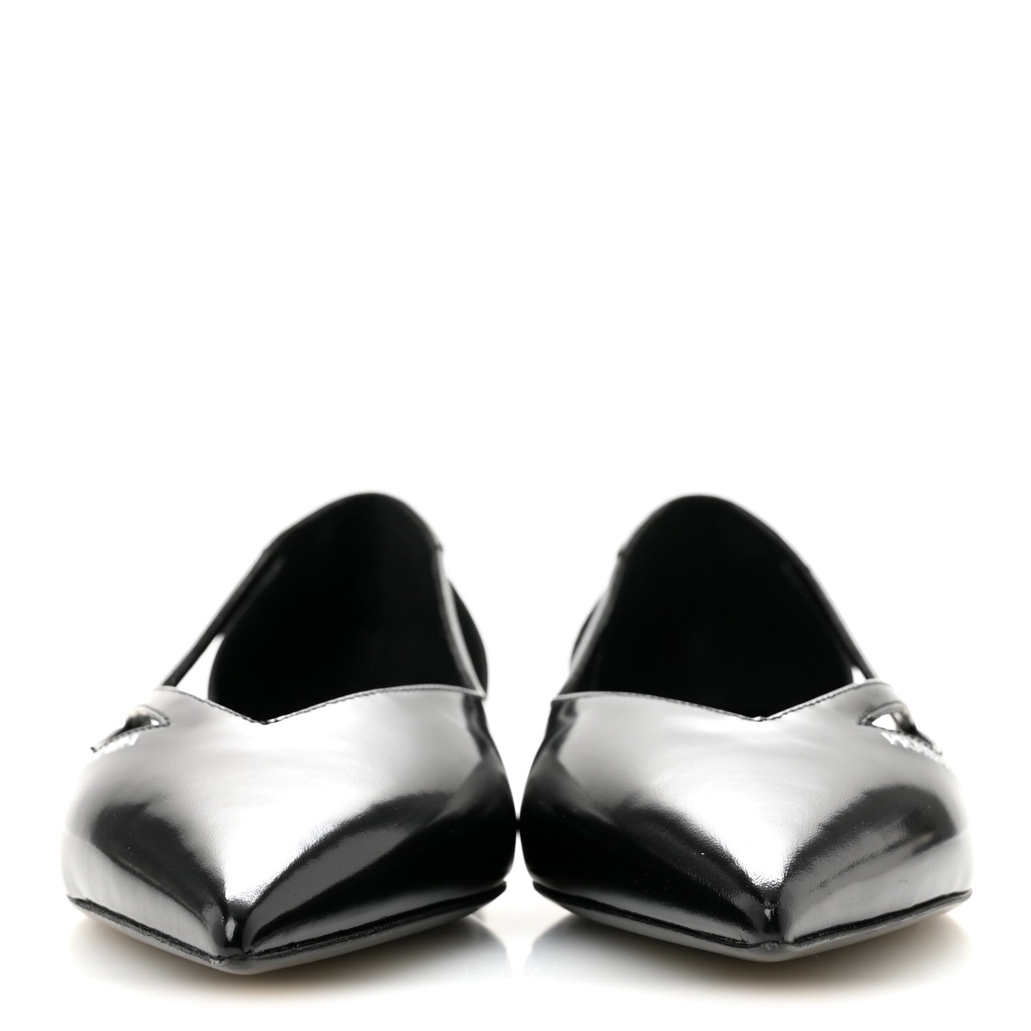 Prada Spazzolato Cut Out Ballerina Flats 37.5 Black 3 of 8