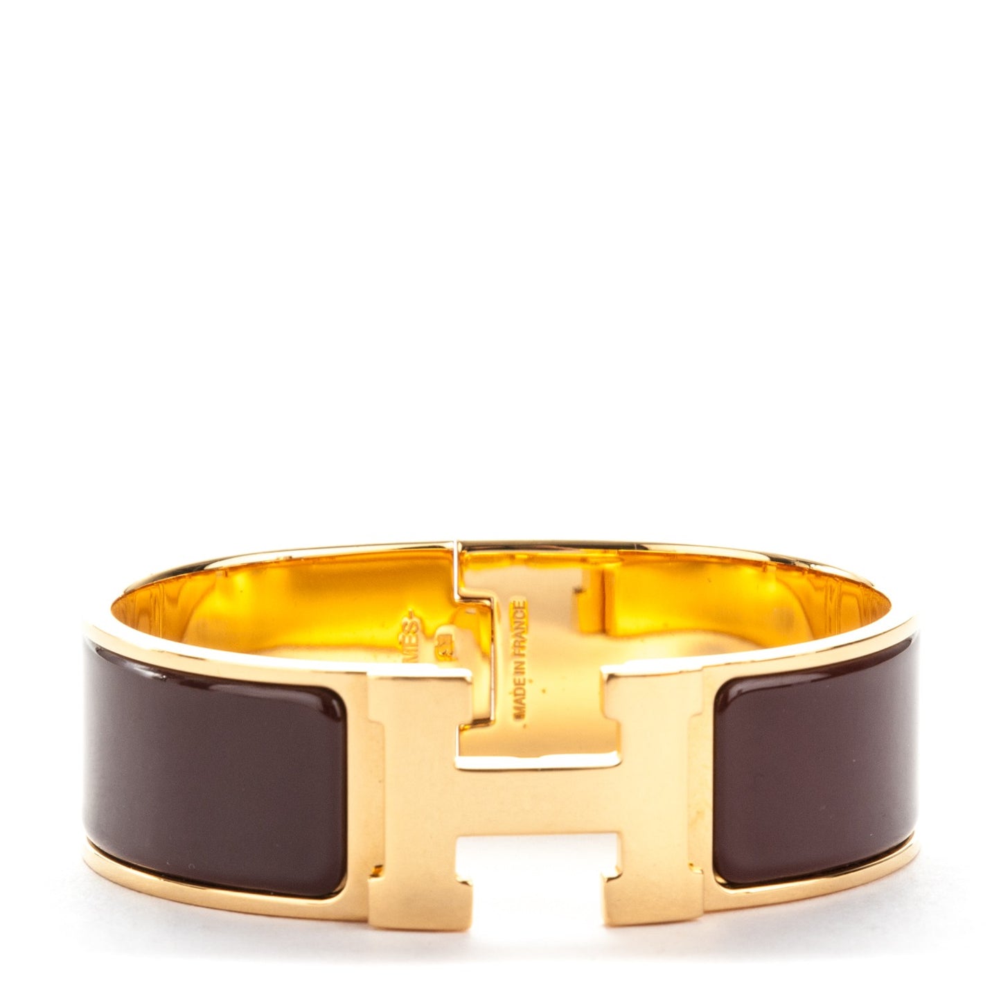 Enamel Wide Clic Clac H Bracelet GM Chocolate