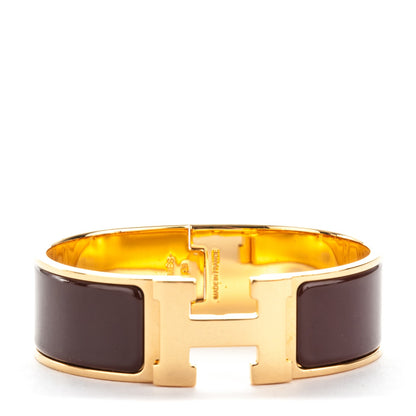 Hermes Enamel Wide Clic Clac H Bracelet GM Chocolate 1 of 4