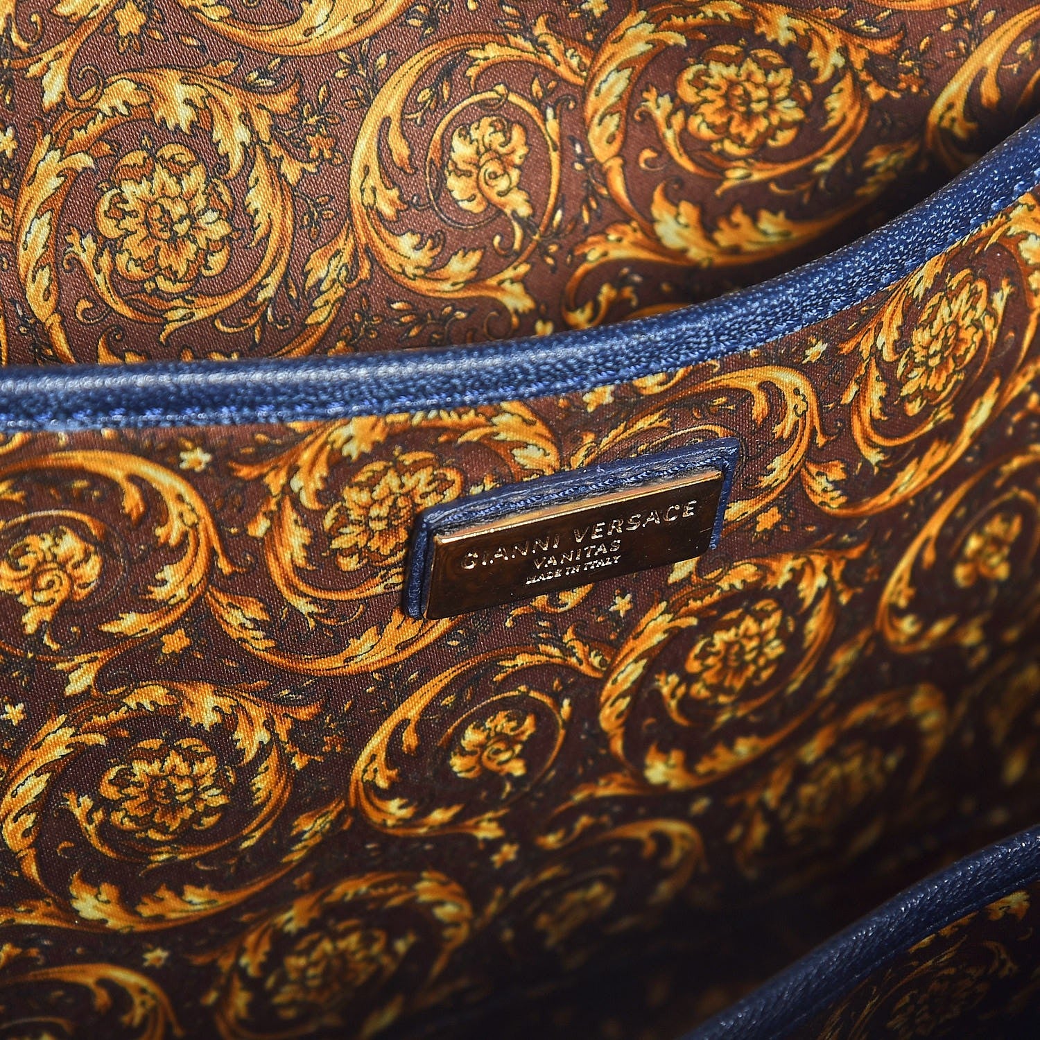 Versace Barocco Quilted Nappa Elettra Vanitas Tote Navy 6 of 18