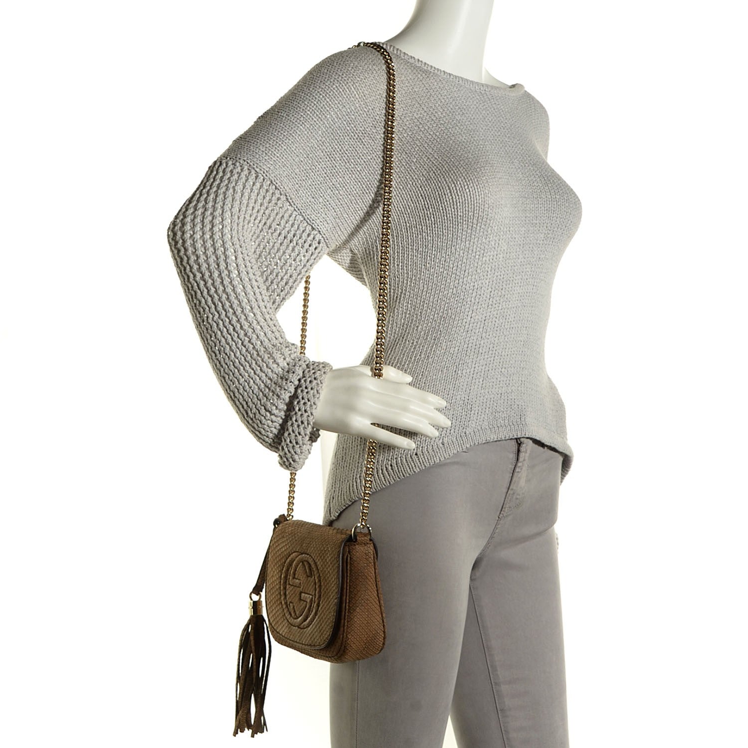 Gucci Python Small Soho Flap Crossbody Beige 13 of 22