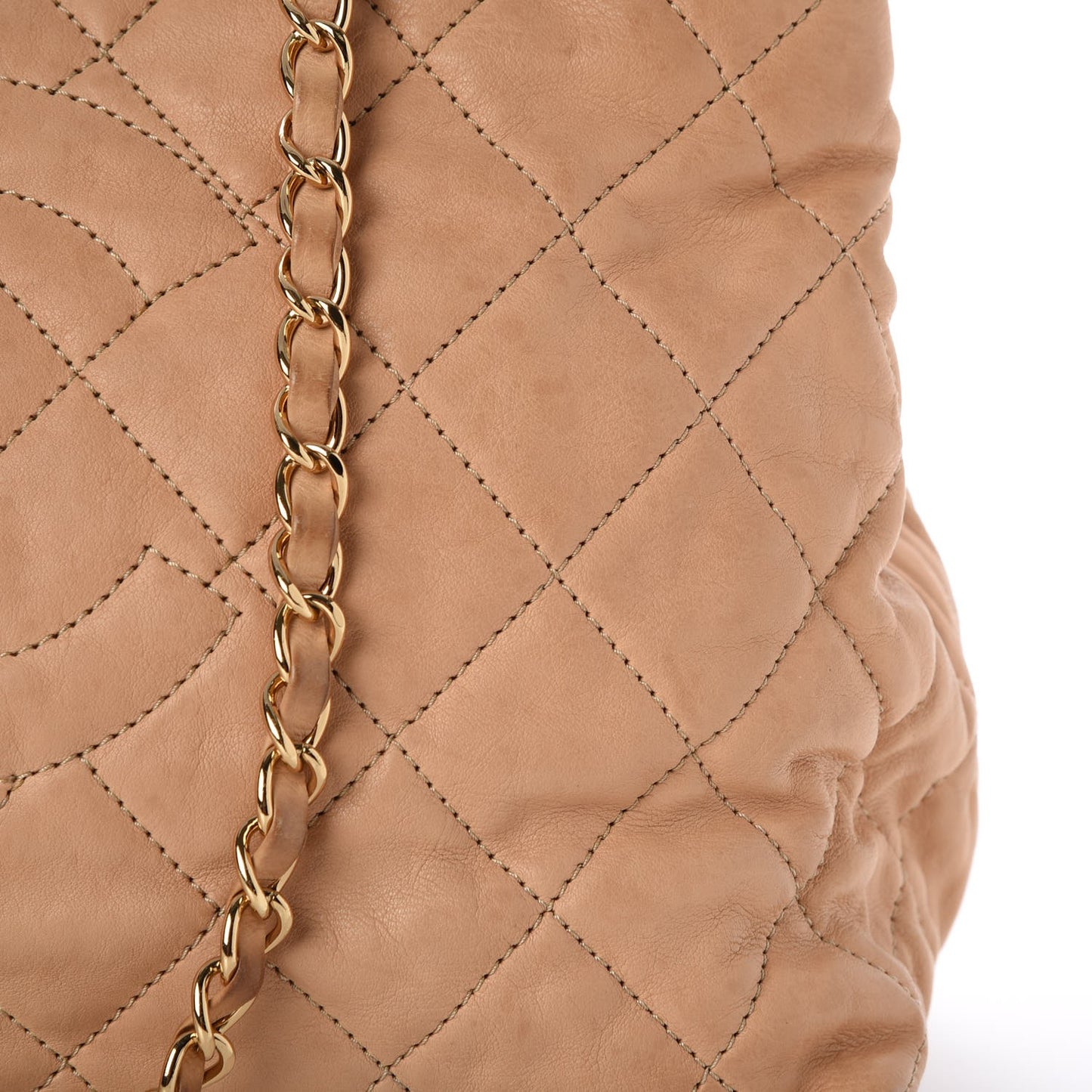 Calfskin Quilted Small Chain Me Tote Light Beige