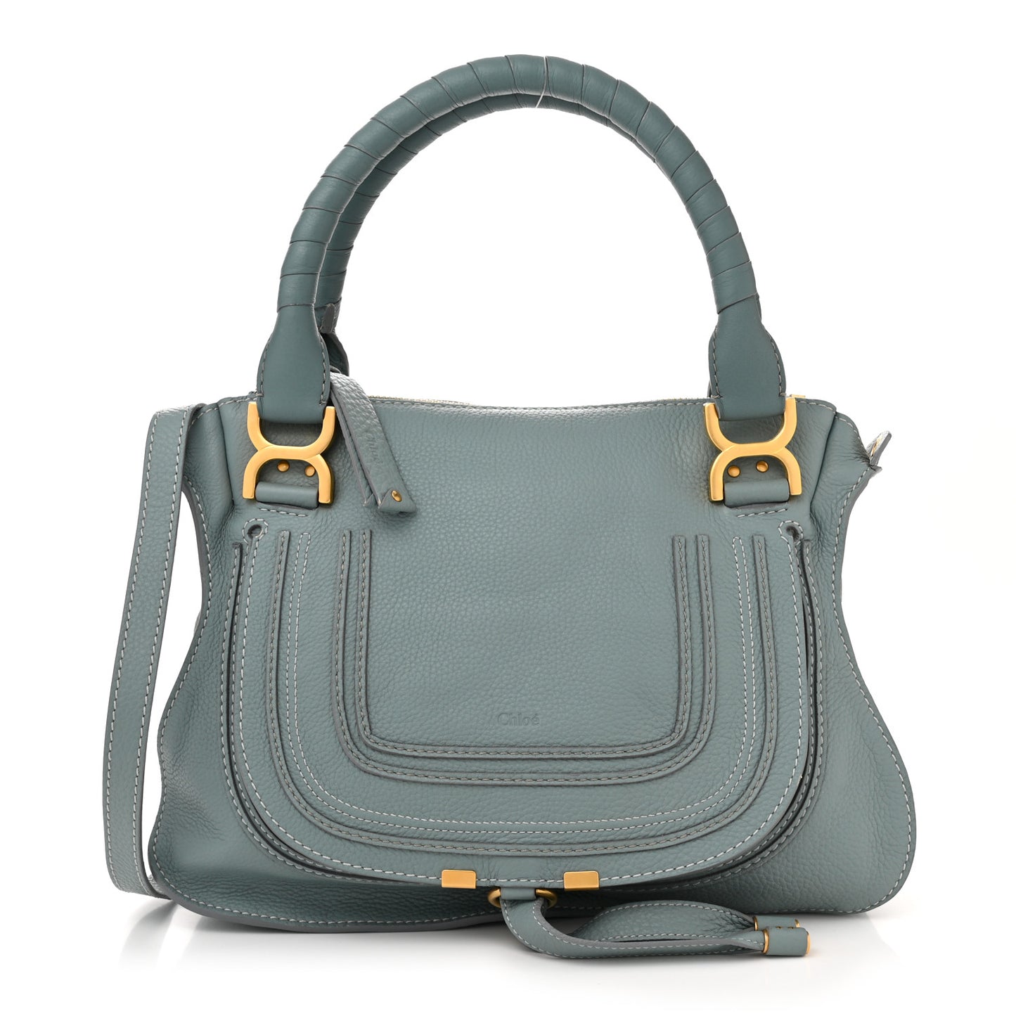 Calfskin Small Marcie Satchel Faded Blue