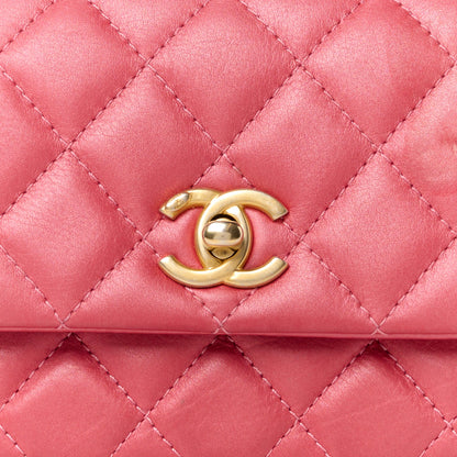 Chanel Metallic Calfskin Quilted Top Handle Flap Dark Pink 9 of 12
