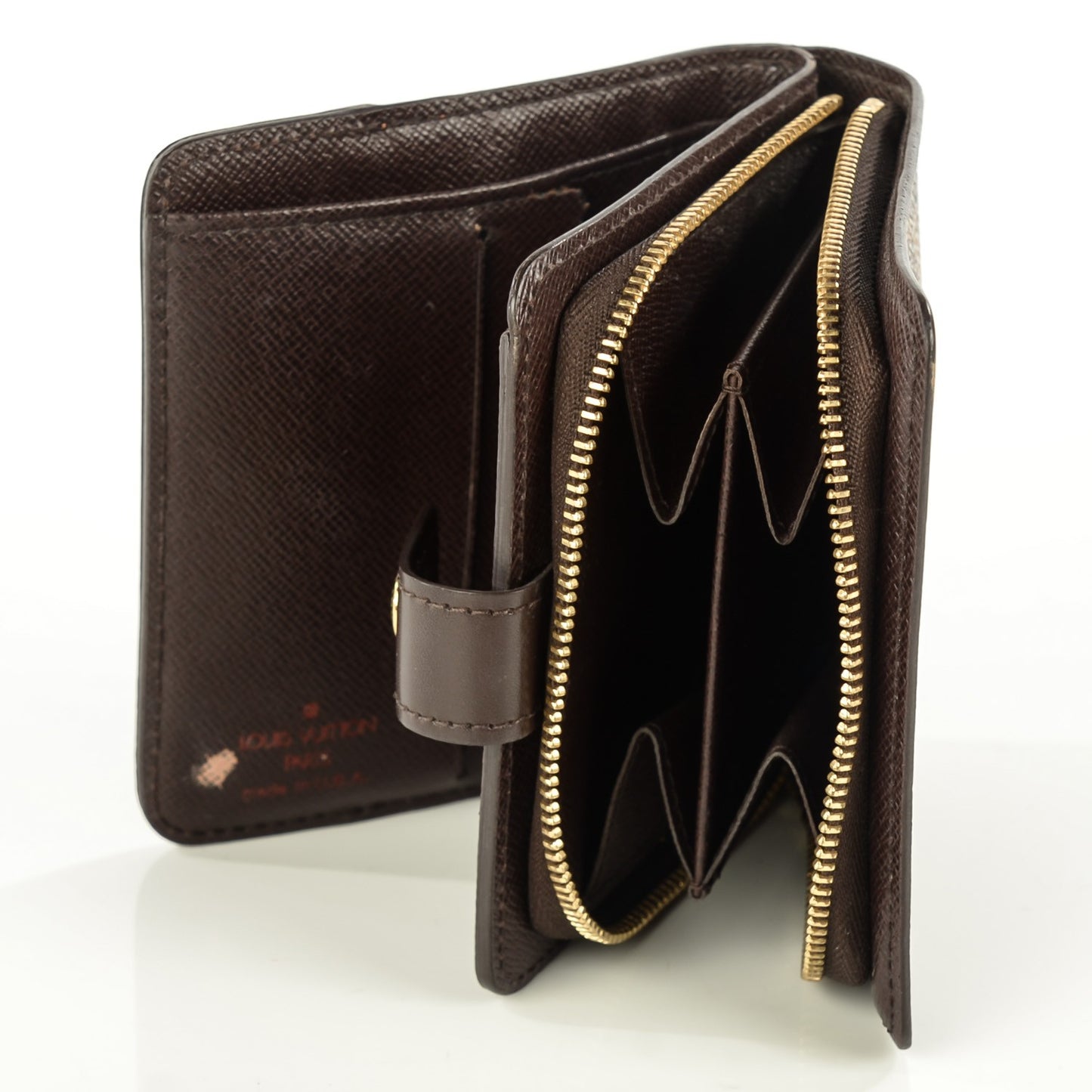 Damier Ebene Zippe Zipped Compact Wallet
