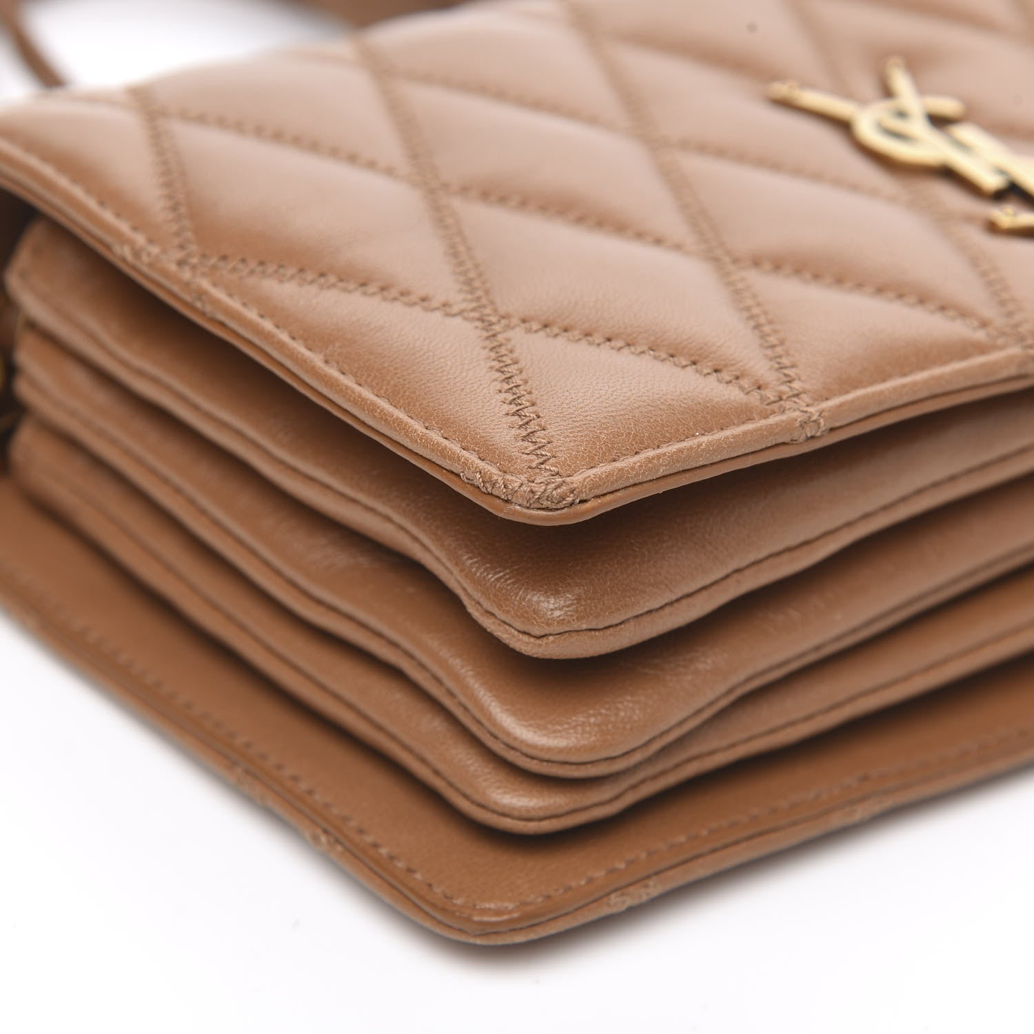 Saint Laurent Lambskin Diamond Quilted Angie Chain Bag Tan 9 of 13