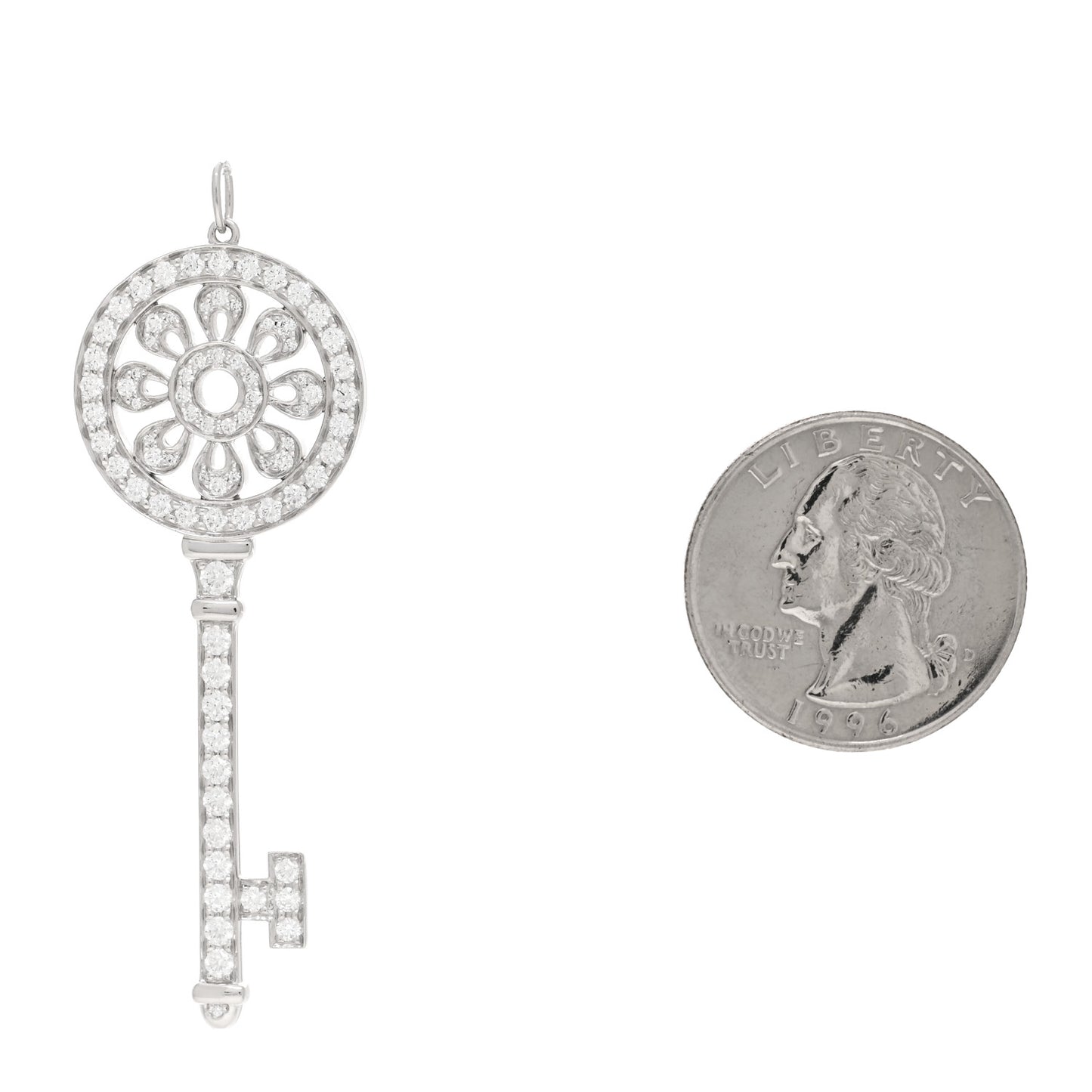 Platinum Diamond Petals Key Pendant