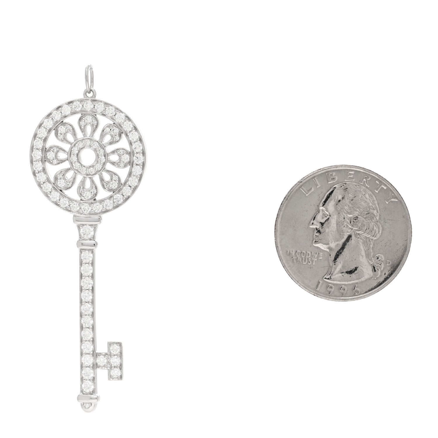 Tiffany Platinum Diamond Petals Key Pendant 2 of 5