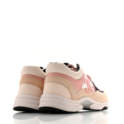 Chanel Nylon Lambskin Suede Calfskin CC Sneakers 40 Pink White Black 5 of 13
