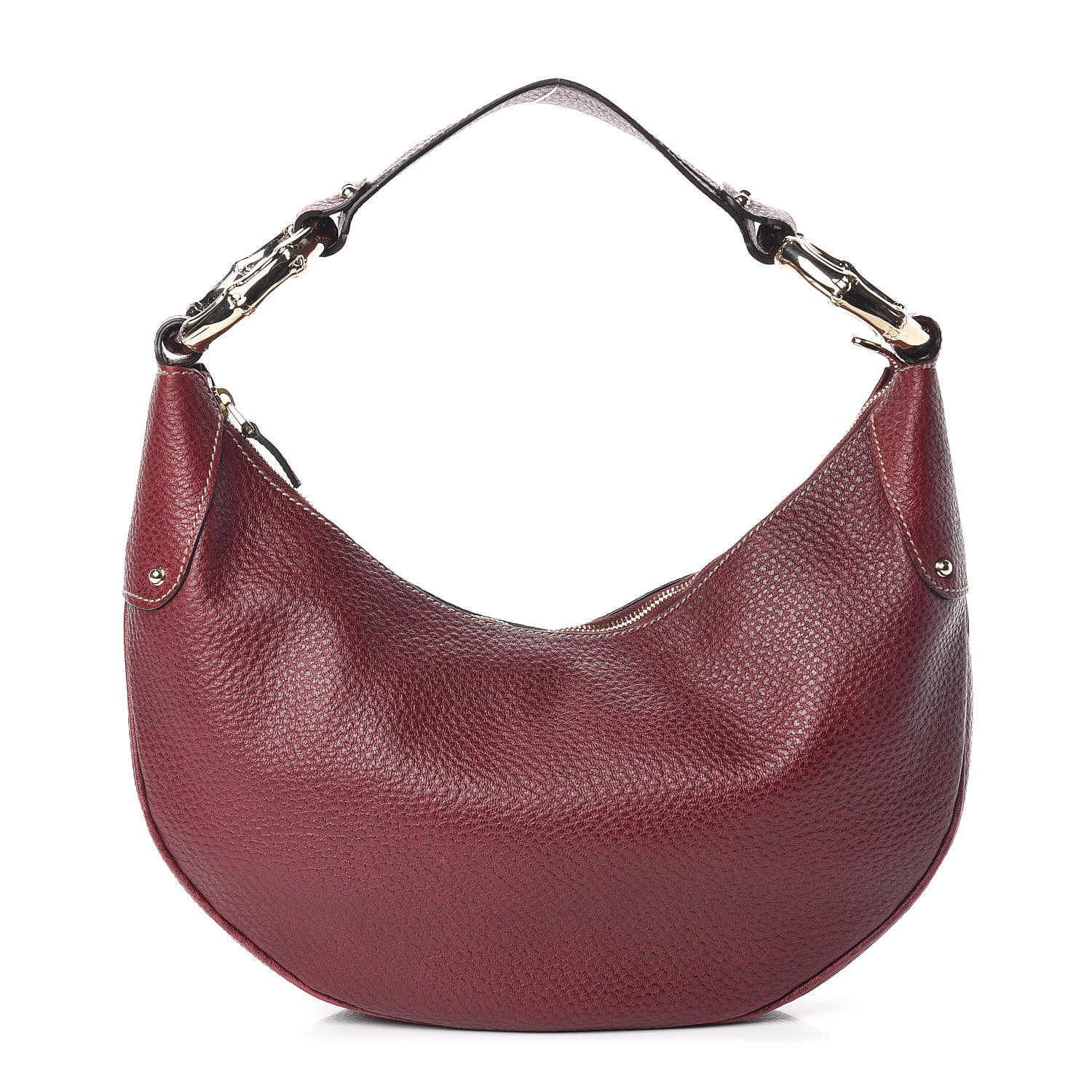 Gucci Calfskin Bamboo Ring Hobo Aubergine 1 of 16