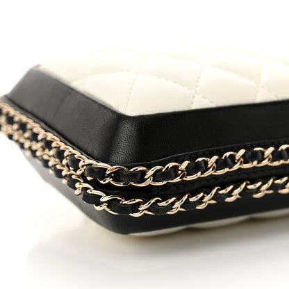 Chanel Lambskin Quilted Chain Around White Black 9 of 10