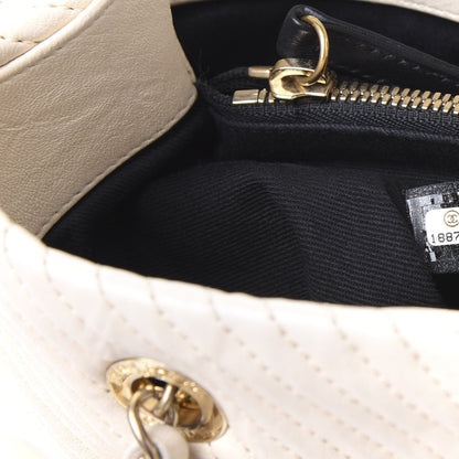 Chanel Wrinkled Lambskin Chevron Quilted Surpique Tote White 10 of 11