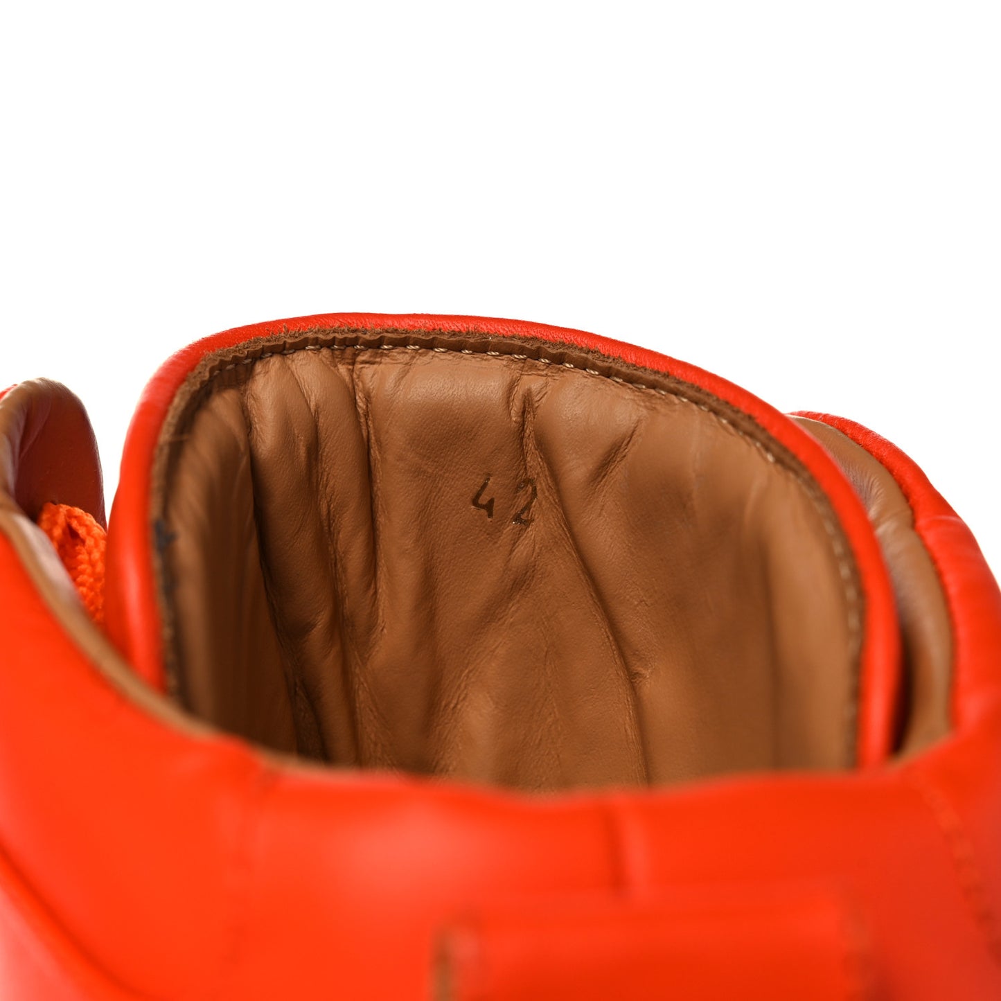 Calfskin Mens Tyson High Top Sneakers 42 Orange