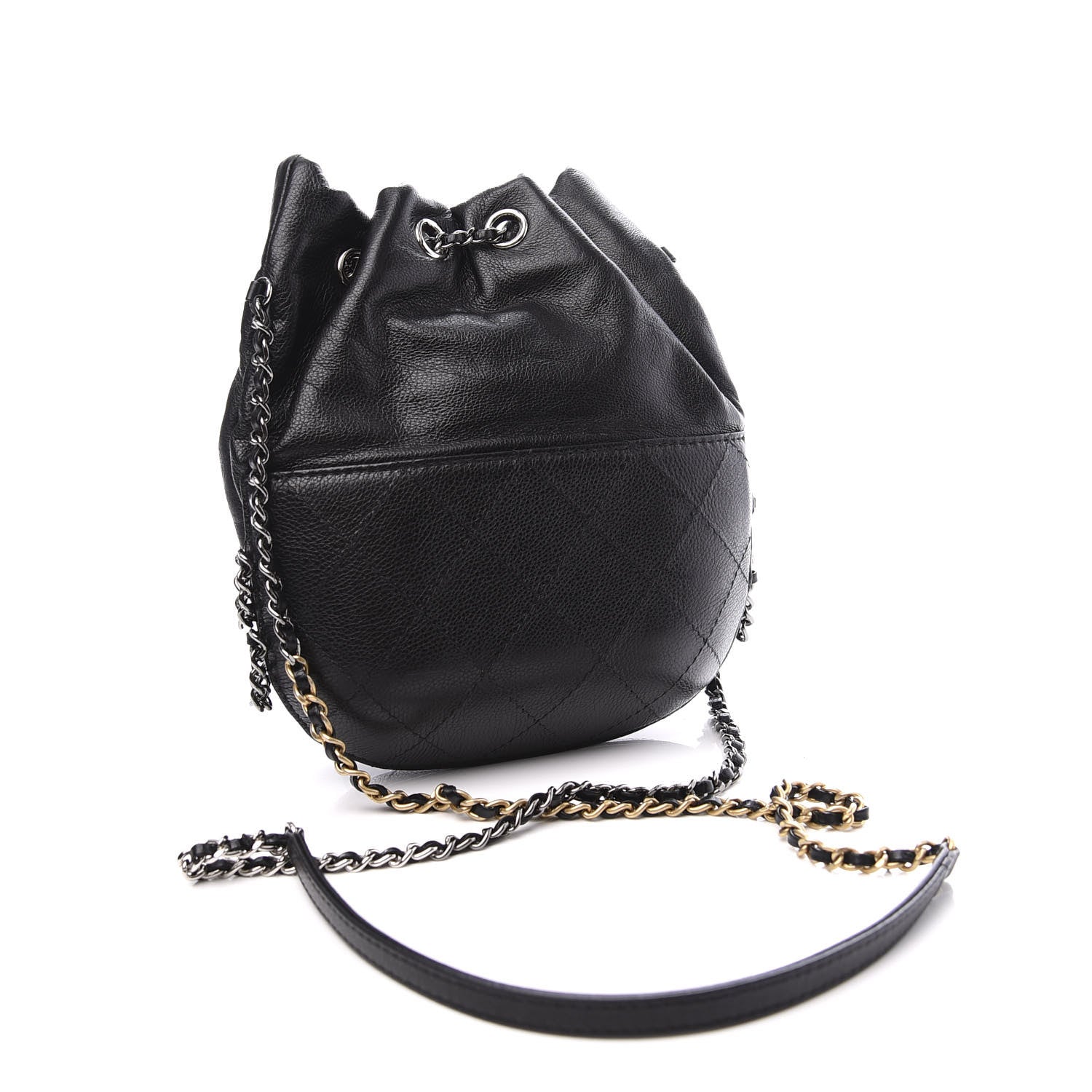 Chanel Calfskin Quilted Small Gabrielle Bucket Black 2 of 10