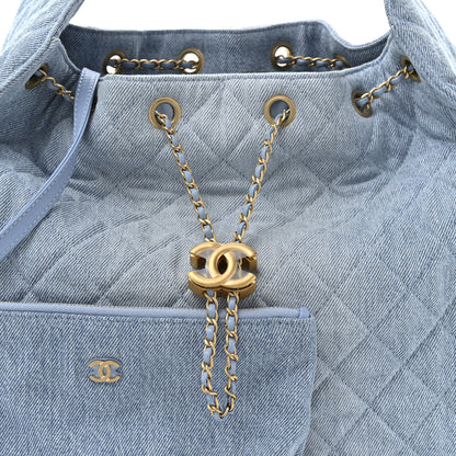 Chanel Washed Denim Quilted Medium Chanel 25 Handbag Blue 17 of 21