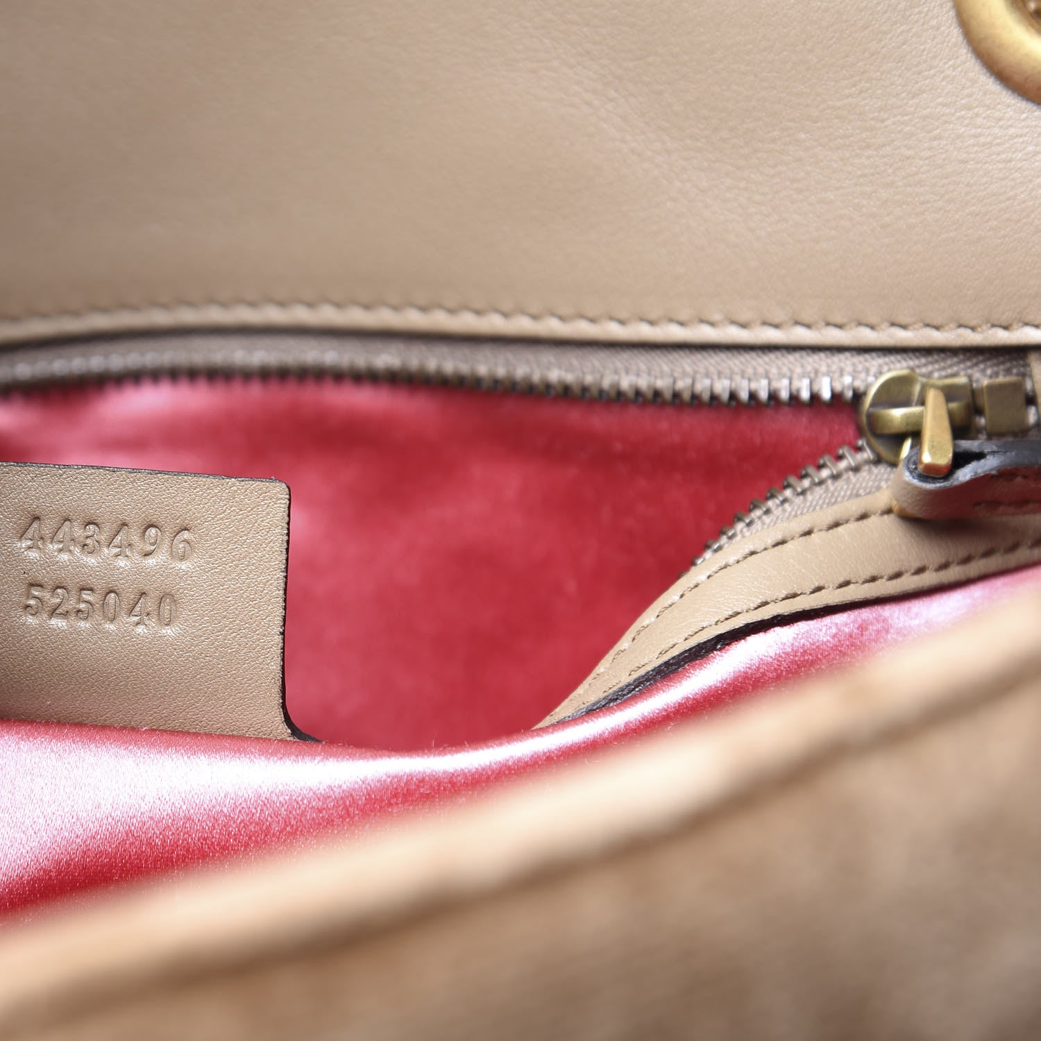Gucci Velvet Matelasse Medium GG Marmont Shoulder Bag Taupe 8 of 10