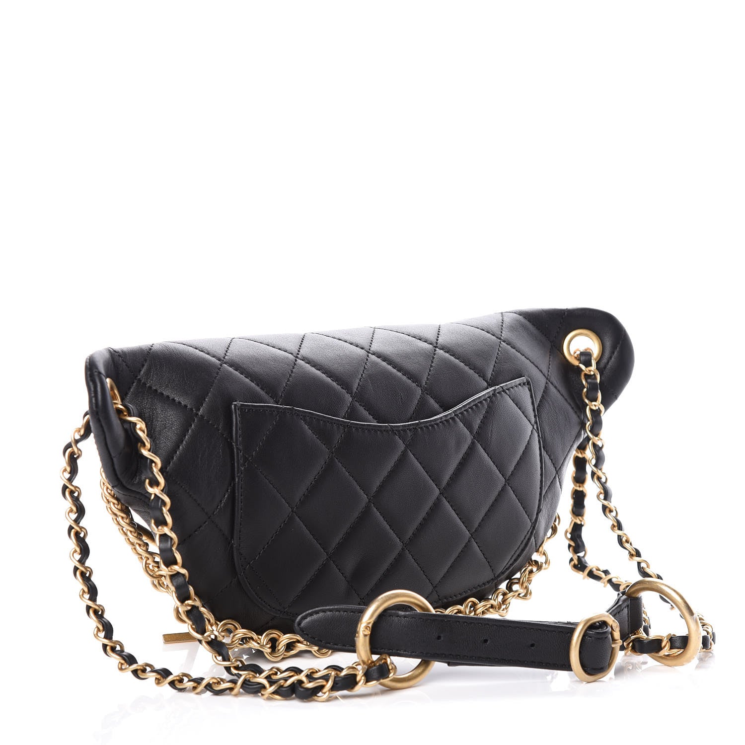 Chanel Lambskin Quilted All About Chains Waist Belt Bag Black 3 of 8