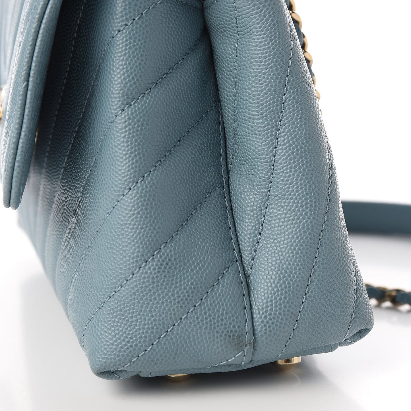 Caviar Chevron Quilted Mini Coco Handle Flap Sky Blue