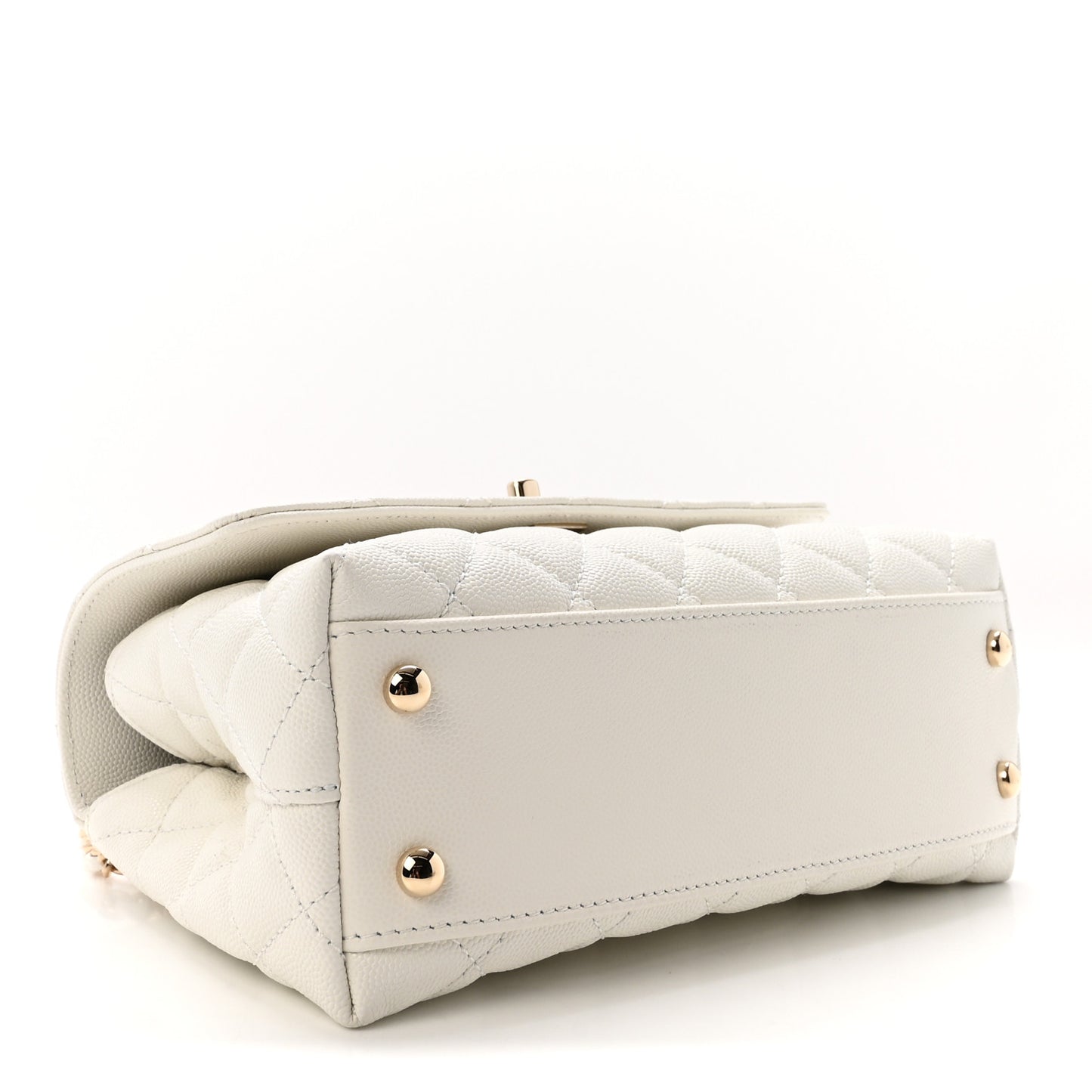 Caviar Quilted Mini Coco Handle Flap White