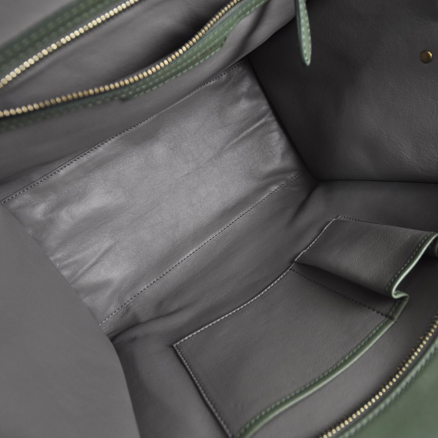 Celine Leather Suede Mini Luggage Green 6 of 8