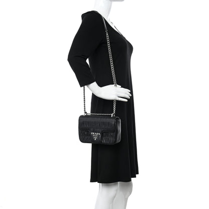 Prada Nappa Gaufre Small Chain Flap Shoulder Bag Black 2 of 11