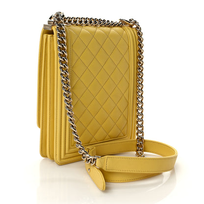 Chanel Calfskin Quilted North South Boy Flap Yellow 3 of 13