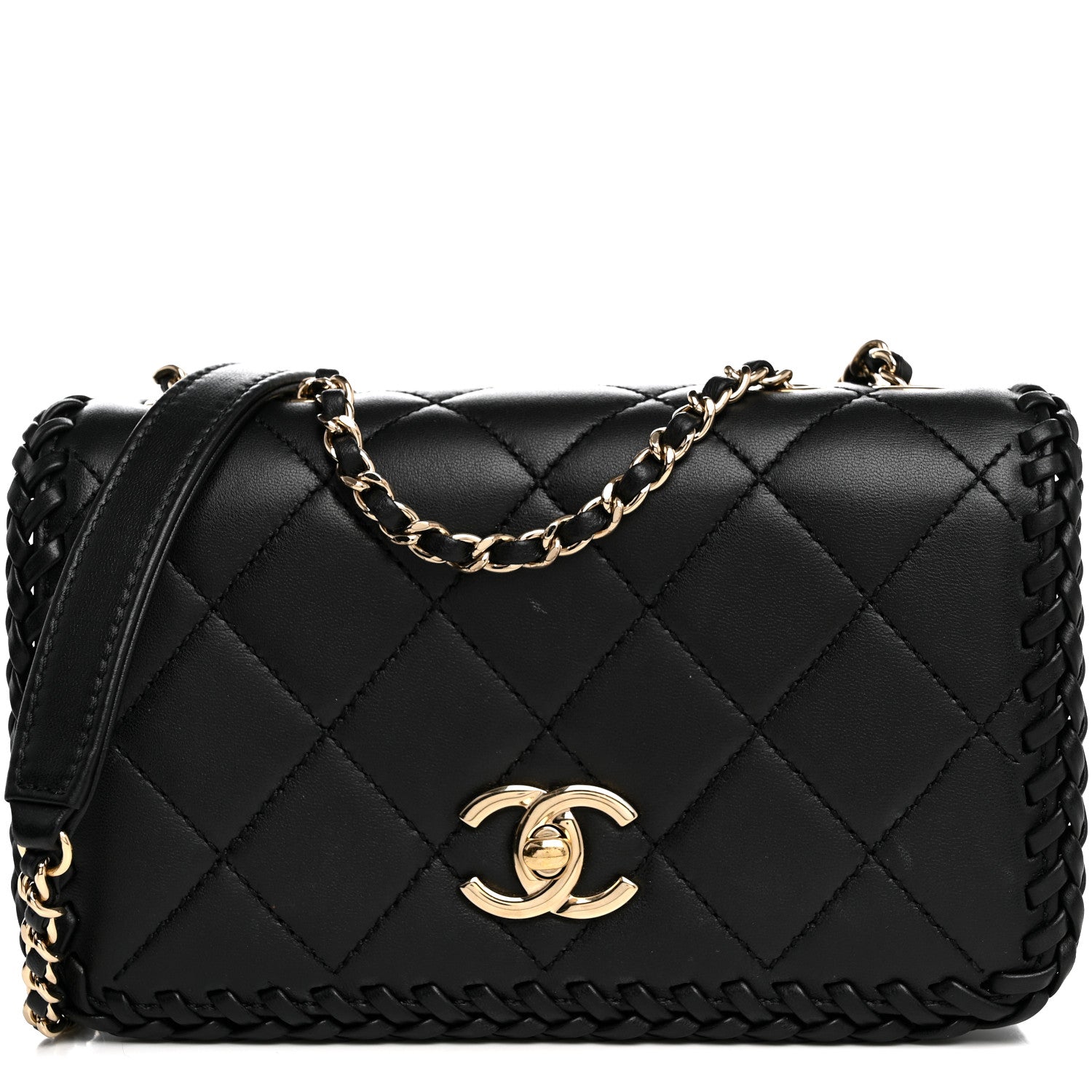 Chanel Lambskin Quilted Small Whipstitch Flap Bag Black 8 of 11