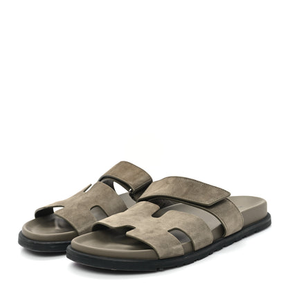 Hermes Suede Goatskin Womens Chypre Sandals 41 Vert Toundra 4 of 9