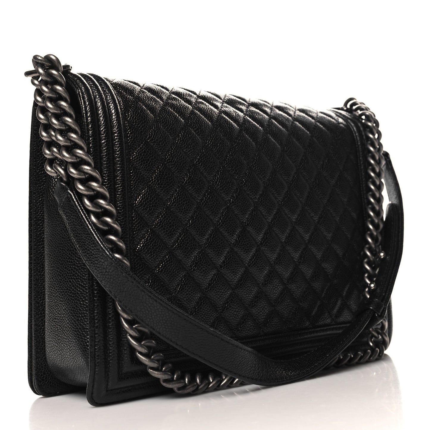 Caviar Quilted Large Boy Flap Black