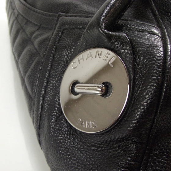 Chanel Caviar Square Quilted Dome Satchel Black 4 of 9