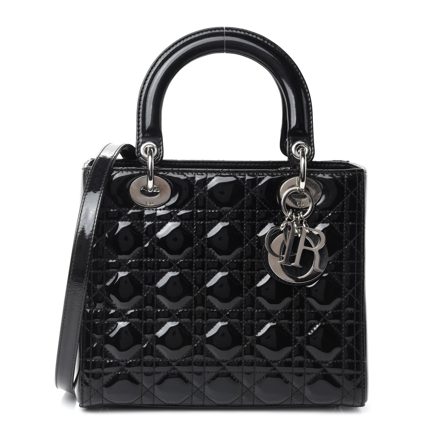 Patent Cannage Medium Lady Dior Black