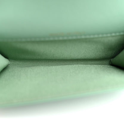 Chanel Lambskin Quilted Flap Card Holder Wallet Green 5 of 9
